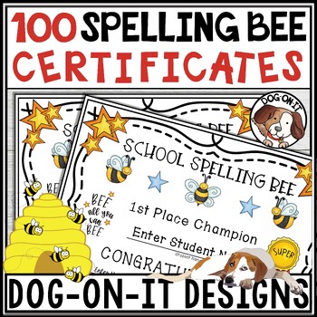 Preview of Spelling Bee Certificates Editable Teacher Signature Participation Awards