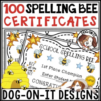 Preview of Spelling Bee Certificates Editable Principal Signature Participation Awards