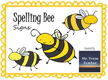 Preview of Spelling Bee Contestant Signs #1-30 (Editable or Ready To Go)