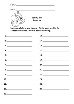 Spelling Dictation Template Worksheets Teaching Resources Tpt