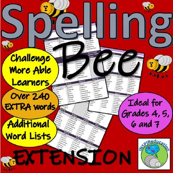 Preview of Spelling Bee Extension Pack - Over 240 additional, more complex words