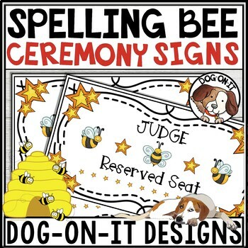 Preview of School Spelling Bee Invitations Signs Table Tents Editable