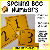 Spelling Bee Numbers Sign Tag editable