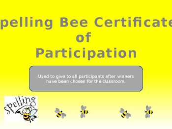 Preview of Spelling Bee Participation Certificate
