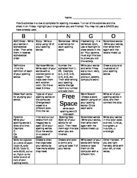 Preview of Spelling Bingo Activities