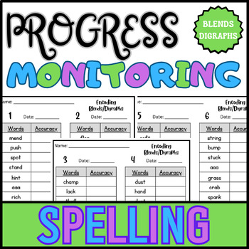 Preview of Spelling Blends and Digraphs Progress Monitoring Assessment for IEP Goals
