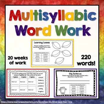 Preview of Word Work - Multisyllabic Word List - Vocabulary Intervention