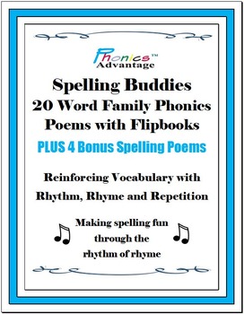 Preview of Spelling Buddies 20 Printable Word Family Phonics Poems with Flipbooks