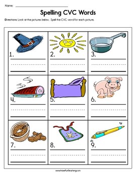 spelling cvc words worksheet by have fun teaching tpt