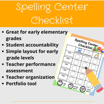 Preview of Spelling Center Checklist