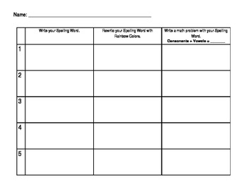 Preview of Spelling Center Worksheet