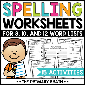Spelling Center Worksheets & Practice Activities by The Primary Brain