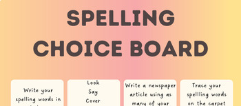 Preview of Spelling Choice Board