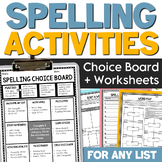 Spelling Word Practice - Any Word List - Choice Board Acti