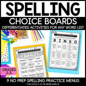 Preview of Spelling Choice Boards: Differentiated Spelling Practice for any Word List