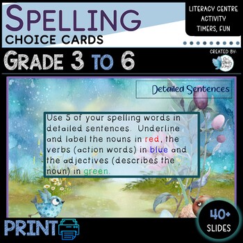 Preview of Spelling Choice Cards Grades 3 to 6