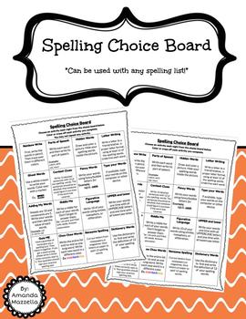 Preview of Spelling Choice board