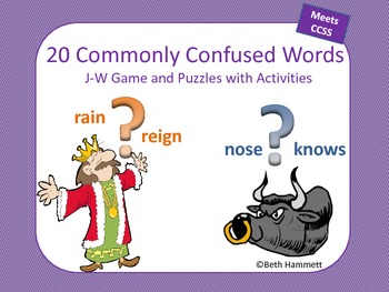 Preview of Spelling Confused Words J-W Game and Puzzles with Activities