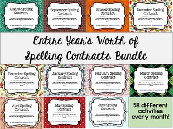 Preview of Spelling Contract Bundle-Entire Year!