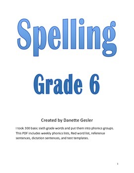 Preview of Spelling Curriculum for Sixth Grade (aligned with Common Core)