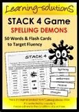 Spelling Demons Game - STACK 4 - 50 Words in a B&W Worksheet/Game