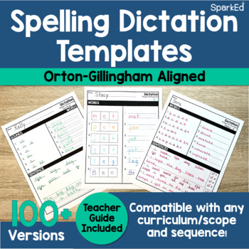 Preview of Spelling Dictation Templates l Orton-Gillingham/Science of Reading Aligned