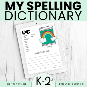 Preview of Personal Spelling Dictionary - Digital Dictionary High Frequency Words K 1st 2nd