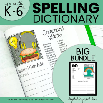 Preview of Printable & Editable Spelling Dictionary - Elementary High Frequency Words