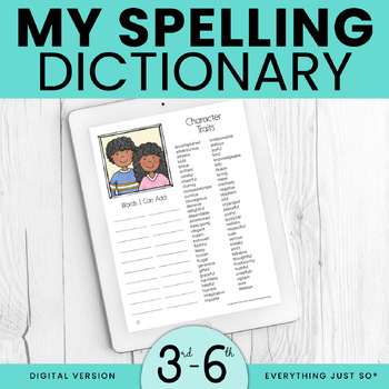 Preview of Personal Spelling Dictionary - 3rd 4th 5th 6th High Frequency Words List Digital