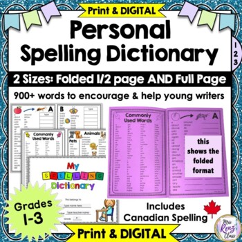 Preview of Spelling Dictionary for Younger Students PRINT & DIGITAL  900+ words