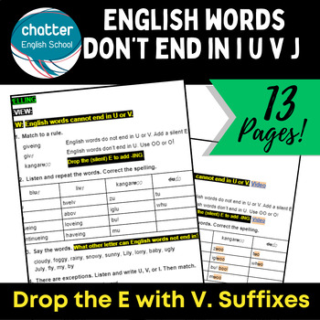Preview of English words don't end in I U V or J | Differentiated | ESL | SPELL. WORKSHEETS