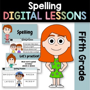 Preview of Spelling Fifth Grade Interactive Google Slides | Spelling Activities