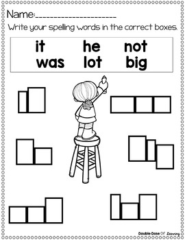 spelling freebie words and activities for kindergarten and first grade