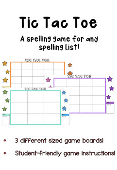 Preview of Spelling Game for any list- Tic Tac Toe- FREEBIE