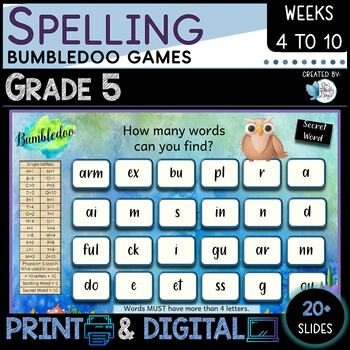 Preview of Spelling Games Grade 5 Weeks 4 to 10