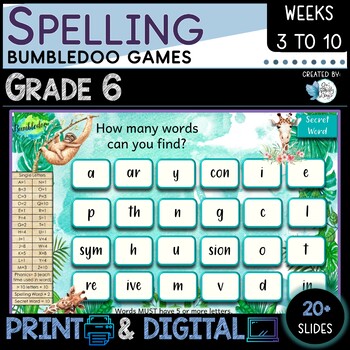 Preview of Spelling Games Grade 6 Weeks 1 to 10 Term 1