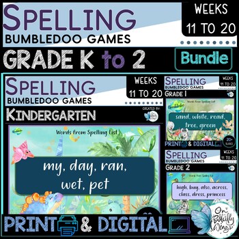 Preview of Spelling Games K to  Grade 2 Weeks 11 to 20