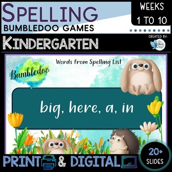 Preview of Spelling Games Kindergarten Weeks 1 to 10