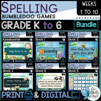Preview of Spelling Games Kindergarten to Grade 6 Weeks 1 to 10