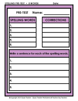 spelling grade 4 4th grade spelling word list spelling test templates
