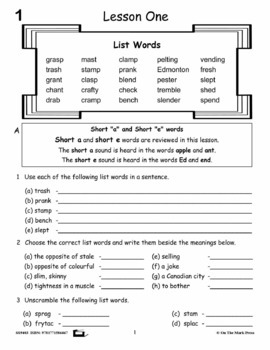 Spelling Grades 4-5 Workbook - Canadian Spelling Lessons/Worksheets