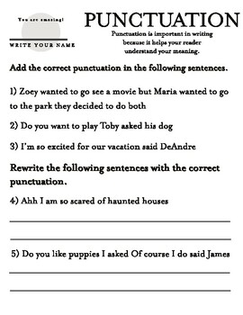 Preview of Spelling/Grammar/Punctuation Worksheets