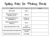 Spelling Graphic Organizer for Plurals