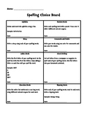 Spelling HW Choice Board