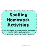 Spelling Homework Activites-Free