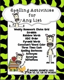Spelling Home Learning Activities For Any List  - Zebra Themed