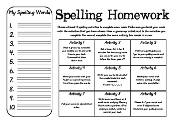 homework spelling grid