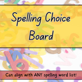 spelling homework choice board 4th grade