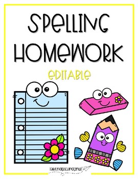 Preview of Spelling Homework [EDITABLE]