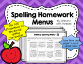 Spelling Homework Menu Choices - FUN Spelling Practice!